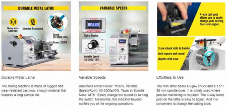 Мини-токарный станок Sihao SS-JSMNCC220X750-001V2, 750 mm
