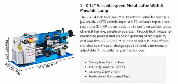 Мини-токарный станок Sihao 0618WXCC000000001V2, 550W